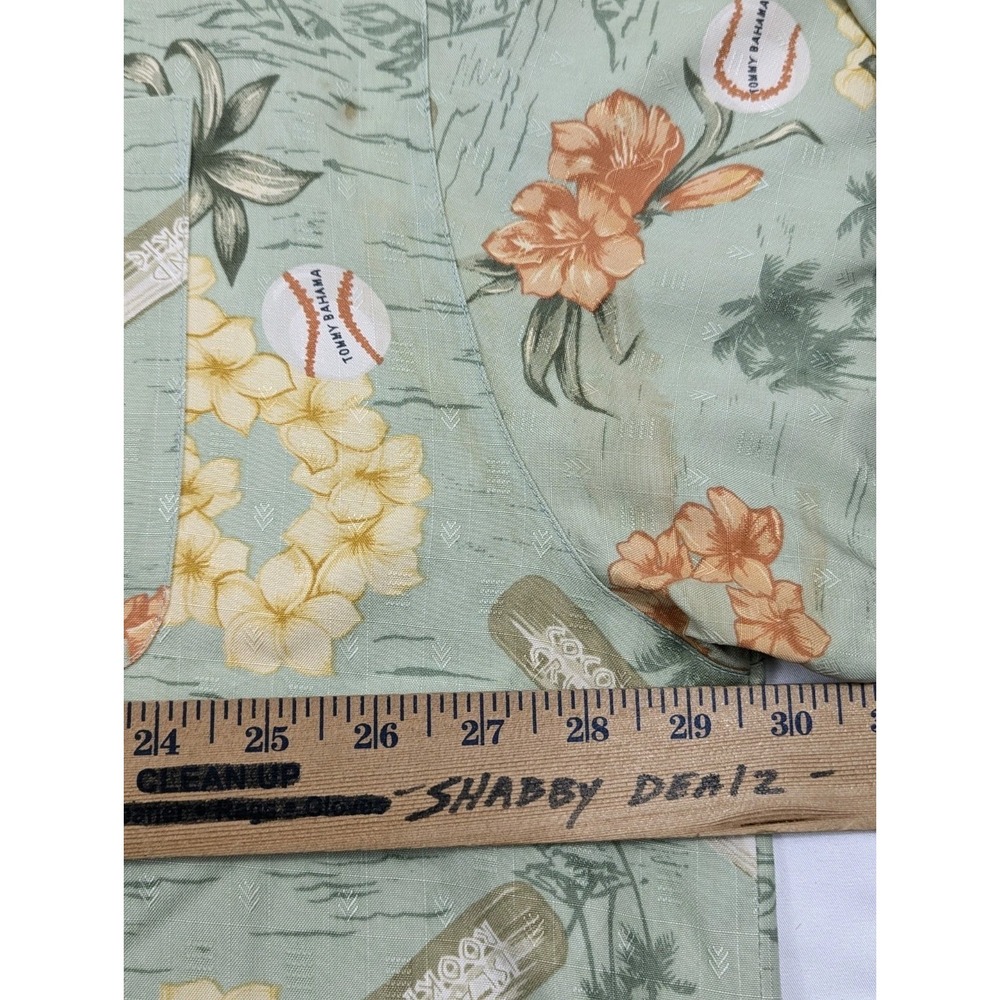 Tommy Bahama Mens XXL Silk Hawaiian Shirt Island Rookie Baseball Sage Green XXL - Picture 8 of 8